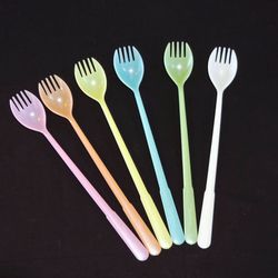 1950s Tupperware Fork-O-Spoons Millionaire Line Spork Pastel Fork Spoon Set of 6