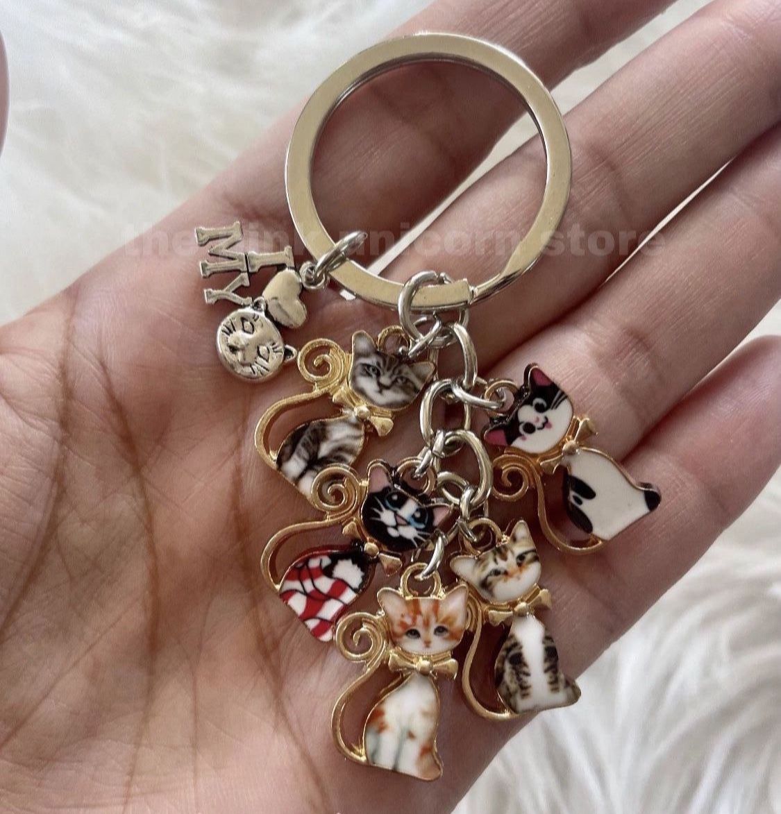 Brand New Crazy Cat Lady Charms Keychain Key Ring Gift 