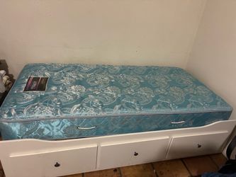 Twin Bed Frame with Drawers and Mattress