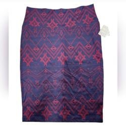 LulaRoe Size Medium Cassie Pencil Skirt New Red Blue