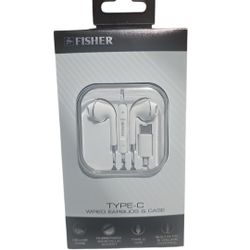 Fisher Type-C Wired Earbuds with Case - White
