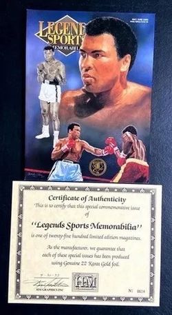 Muhammad Ali: Factory Sealed Legends Sports Memorabilia Limited 22K Gold Foil Edition+COA 1993
