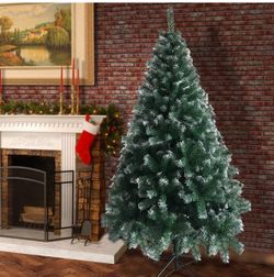 7ft Artificial Christmas Tree,Snow Flocked Artificial Holiday Christmas Pine Tree for Home, Office,Party Decoration,650 Tips Metal Stand and Hinged Br
