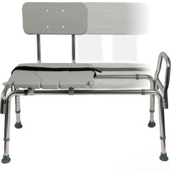 DMI Tub Transfer Bench and Shower Chair with Non Slip Aluminum Body, FSA Eligible, Adjustable Seat Height and Cut Out Access, Holds Weight up to 400 L