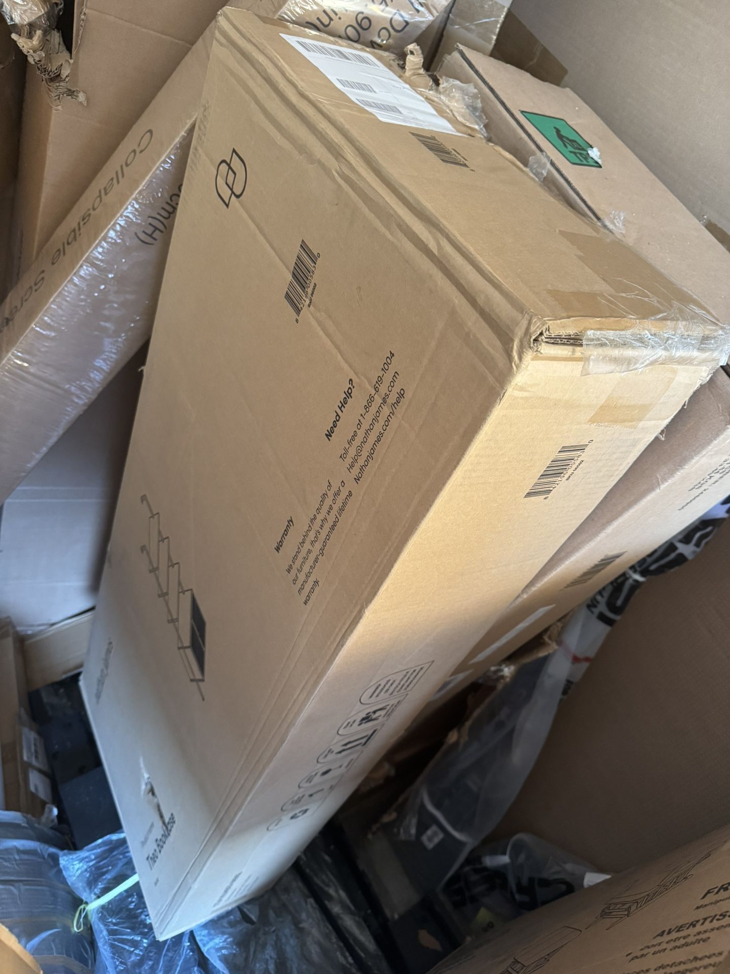 Theo 73 in. H 24 in. W Modern Bookcase with Rattan Cabinet in Matte Black and Light Oak with Metal Frame for Living Room