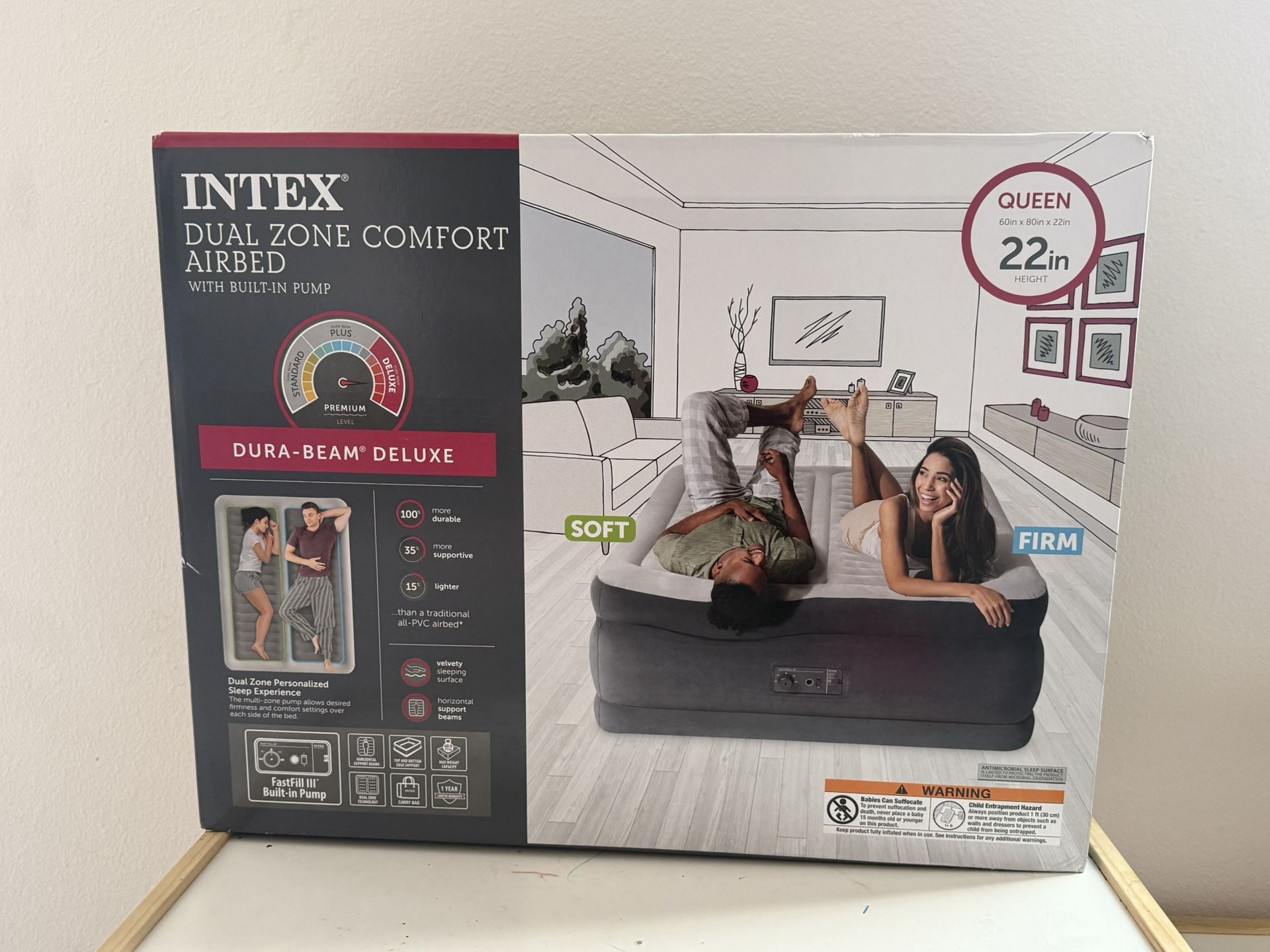 Intex Zone Control 22" Air Mattress with Electric Pump - Queen