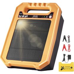 VEVOR Solar Fence Charger, 0.3J 8 kV Solar Powered Fence Charger, Weather-Resistant Electric Fence Energizer Kit, 7 Days Runtime, for Livestock, Poult