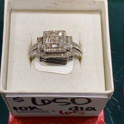 10k White Gold Diamond Ring 