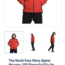 North Face Men's Alpine Polartec 200 Full Zip Fleece Jacket in red with black trim.