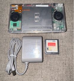 CLEAR NINTENDO DS LITE HANDHELD CONSOLE WITH VIDEO GAME & CHARGER