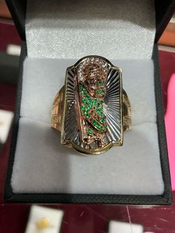 14k gold st jude ring. Missing some stones