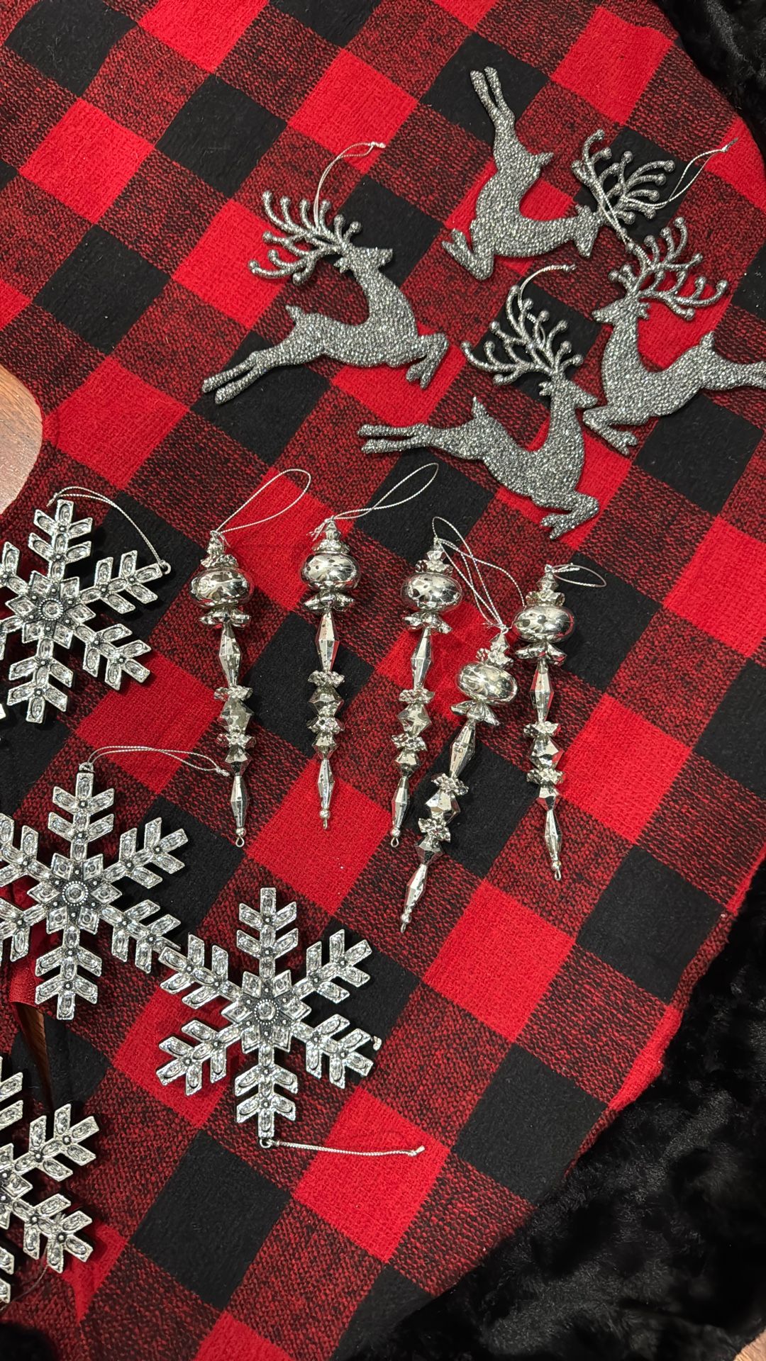 Christmas Buffalo Plaid Tree Skirt Plus Ornaments