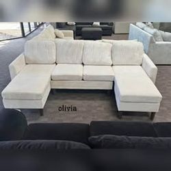 Corduroy double Chaise Sectional sofa