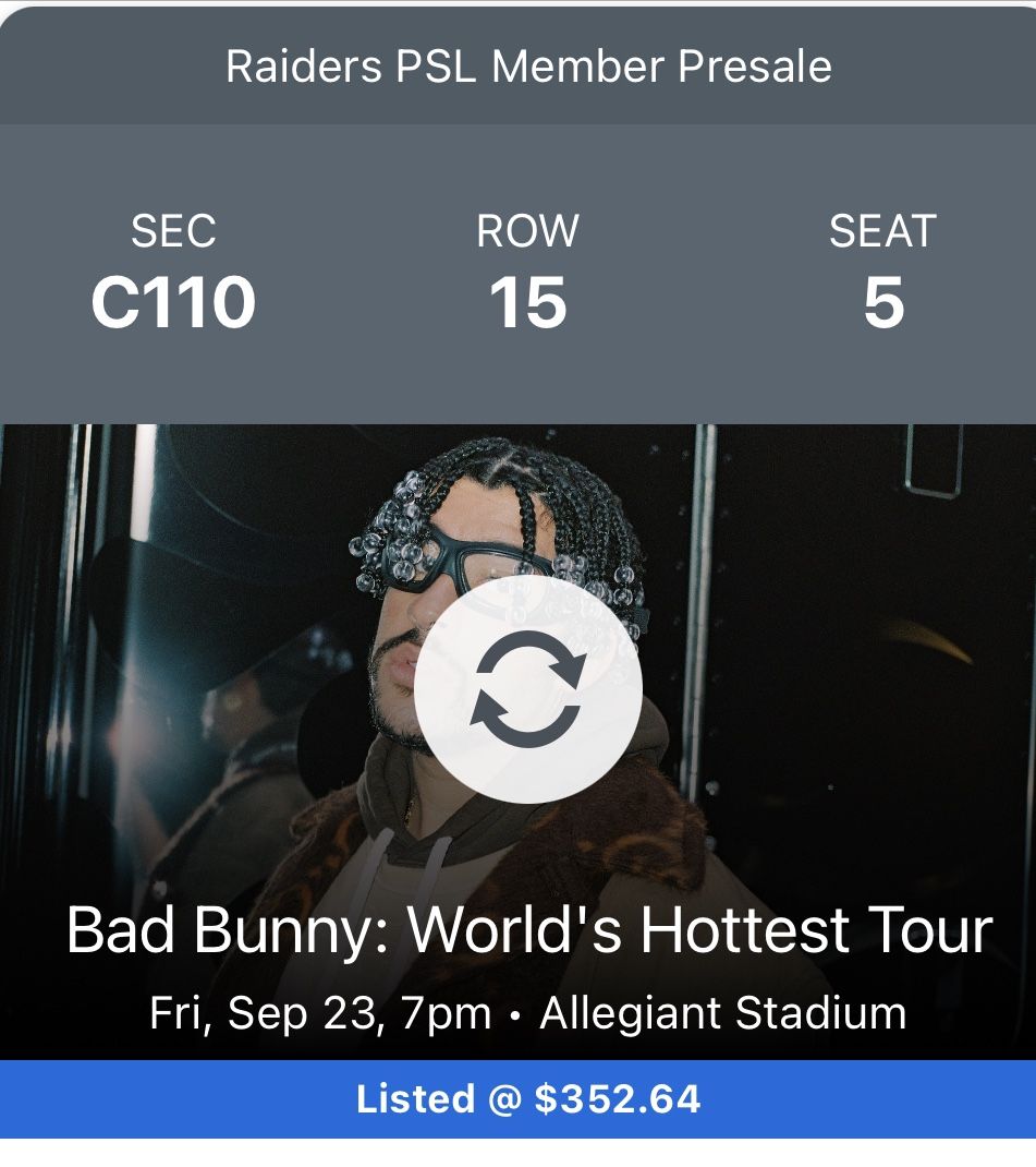 Bad Bunny Cheap Club Seat Las Vegas Friday Sept 23