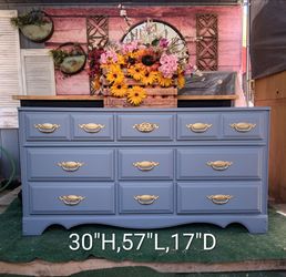 Gray 9/drawer wood dresser