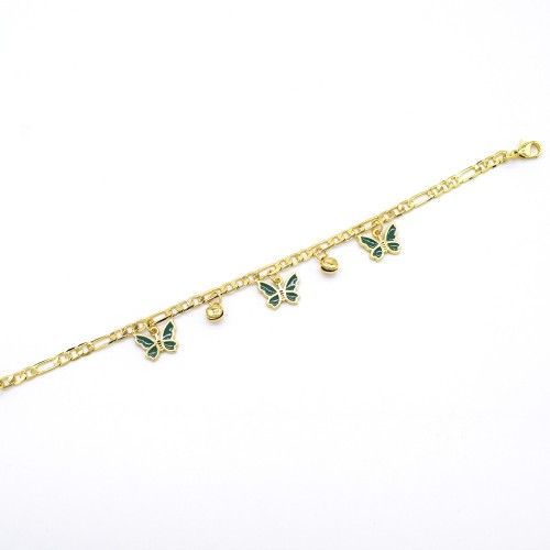 18k Layered Real Gold Filled Anklet Bracelet Butterfly 10 Inches