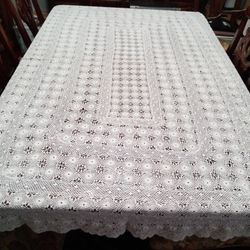 #1) White Vintage Lovely Table Cloth. Size 78 " X 50 "