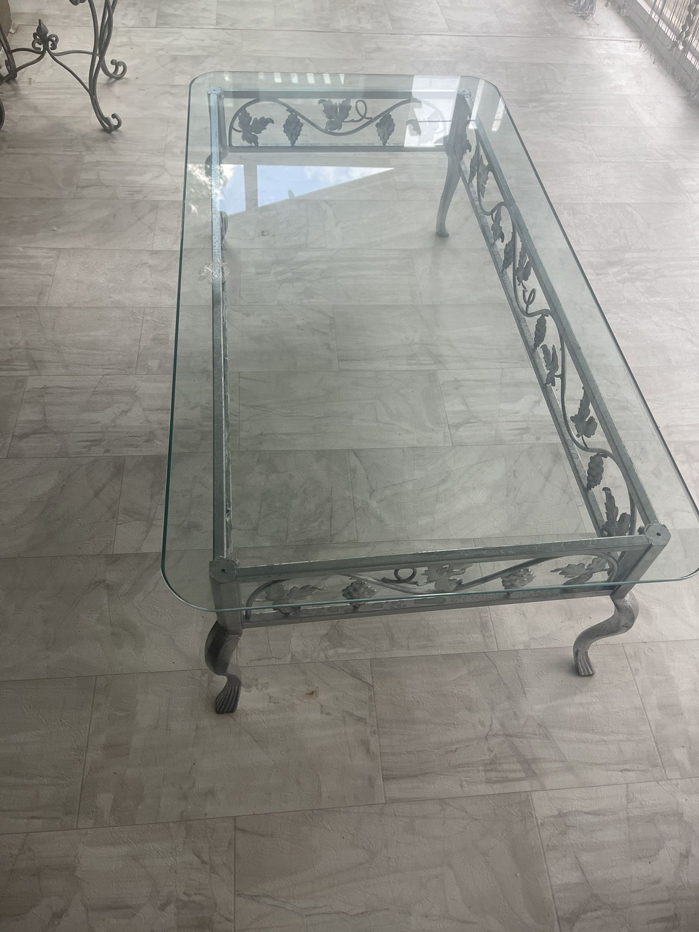 Antique Living Room Glass Coffee Table 