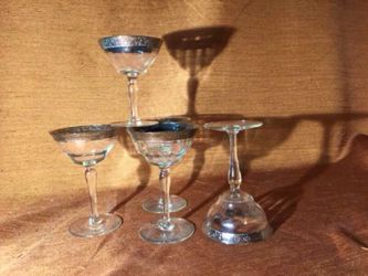 Vintage Silver Rimmed Dessert glasses