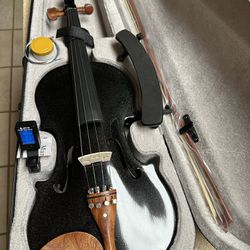 Gorgeous Black 4/4 Violin with New Bow, Digital Tuner, Shoulder Rest, Extra Strings $160 Firm