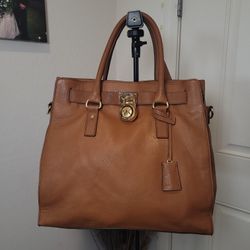 Michael Kors Large Hamilton Saffiano Leather Cognac Brown Tote Bag 