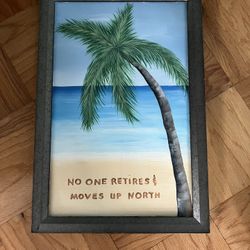 Hand Painted Palm Tree On Beach By Local Artist 