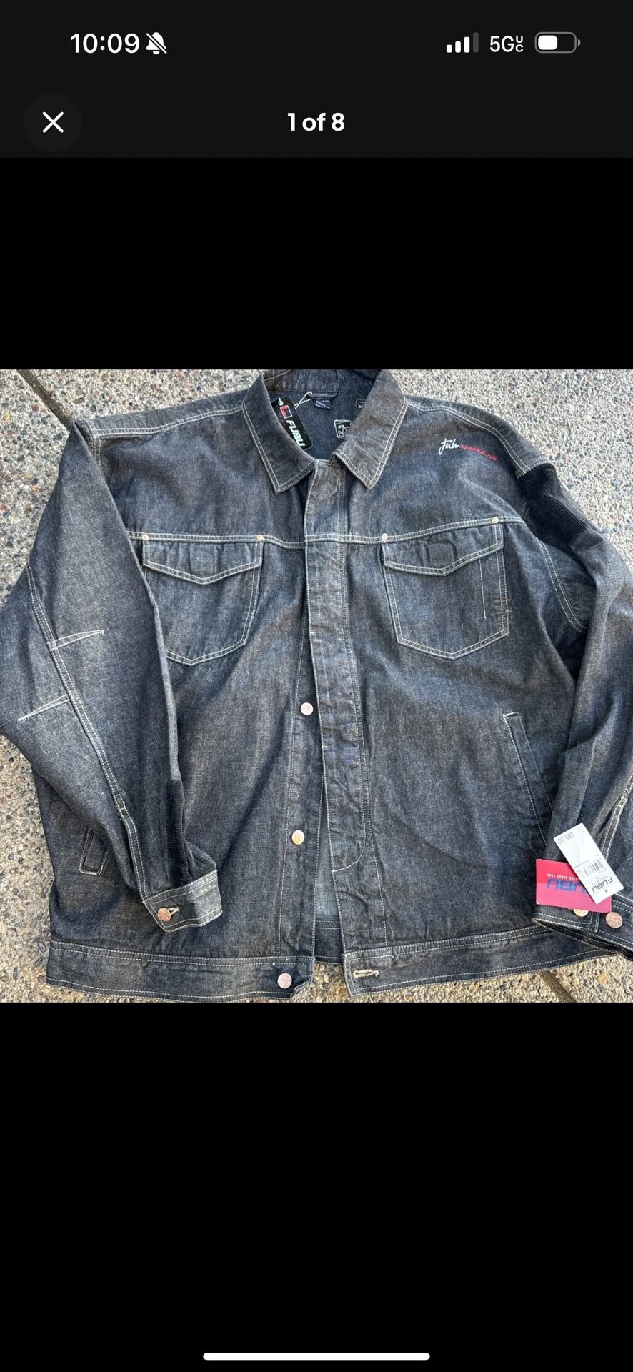 Vintage FUBU JEANS Jacket Black Denim Mens 3XL Dead Stock