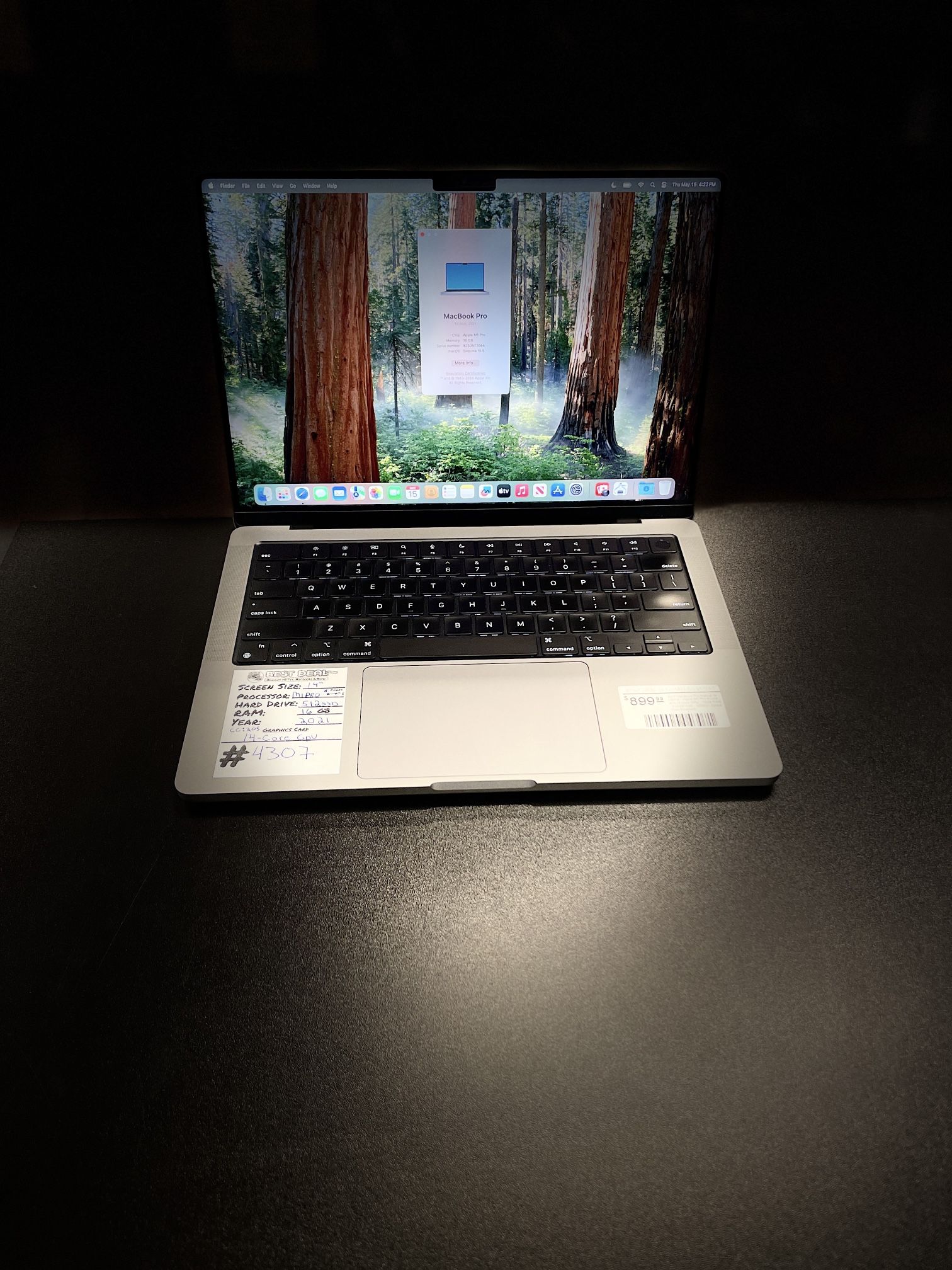 MacBook Pro 14” M1 Pro 2021 16GB RAM 512GB SSD Space Gray