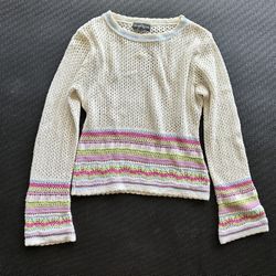 Vintage Y2K Crochet Knit Sweater - Juniors Large