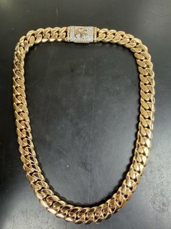 10K Cuban link chain diamond flip clasp 22 inches