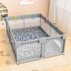 Dripex Baby Playpen, 79in×59in, Grey - Like Brand New