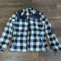 Talbots Fleece Plaid Coat Jacket Sweatshirt 