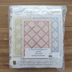 QUILT KIT 63 IN. X  83 IN. MAROON & SHABBY CHIC FLORAL PRINT  **BRAND NEW**