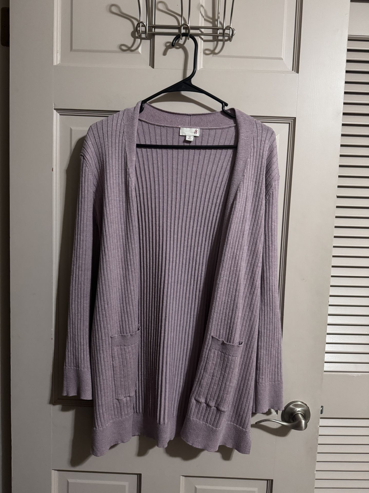 Womens SO Brand Open Cardigan Light Purple With Pockets Size Medium