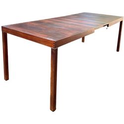 Vintage Danish Mid Century Modern Rosewood Dining Table Parsons with Extension Leaf 