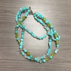 uvian Blue Opal Beads Oval Handmade Necklace 