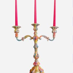 Barbours International Silver Company Hand Painted Weighted Vintage Candelabra