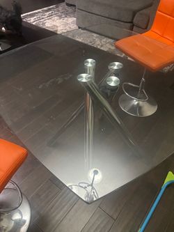 Glass Top Dining Table with Chrome Base