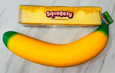 Set of 2 Squeezy Toys 14oz butter and Banana Squishy