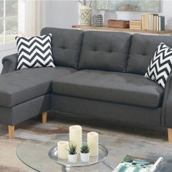 Brand New Gray Sectional Sofa With Accent Pillows