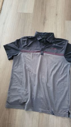 Men's Golf Polo Shirt Black Gray Striped