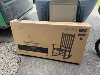 Brand New Mainstays Brown Wooden Porch Rocker – Eucalyptus Wood