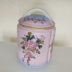 Genuine Antique Pink Bone China Biscuit Jar 