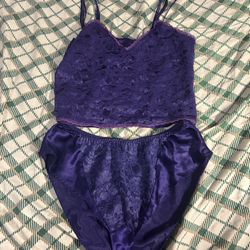 Vintage Victorias Secret Gold Label Purple Panties Camisole Set 