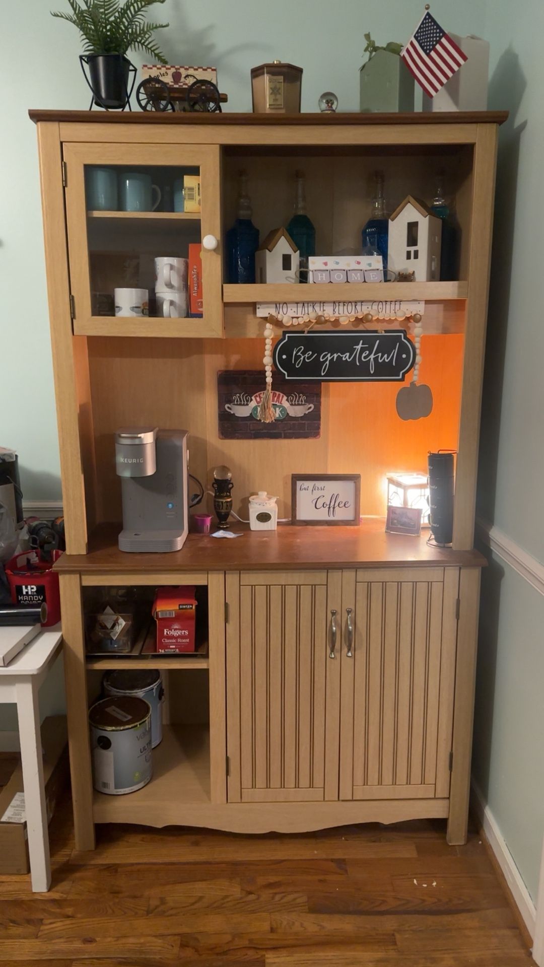 Wooden Hutch With Shelves