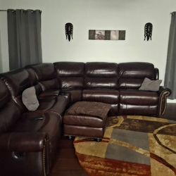 Premium leather L-shaped couch