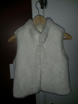 Crazy 8 girls sweater size L 10/12 fur coat on the outside with short sleeves.