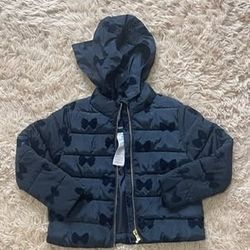Jacadi Navy Blue Flocked Bow Down  Jacket 6A(110cm)