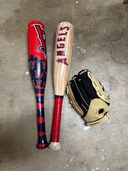 LA Angels Baseball Bats and Glove Set