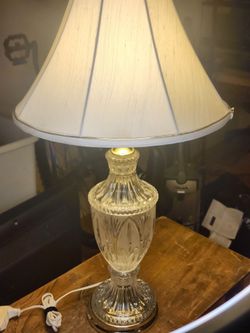 Vintage Style Pressed Glass Table Lamp with Shade – $65 OBO
